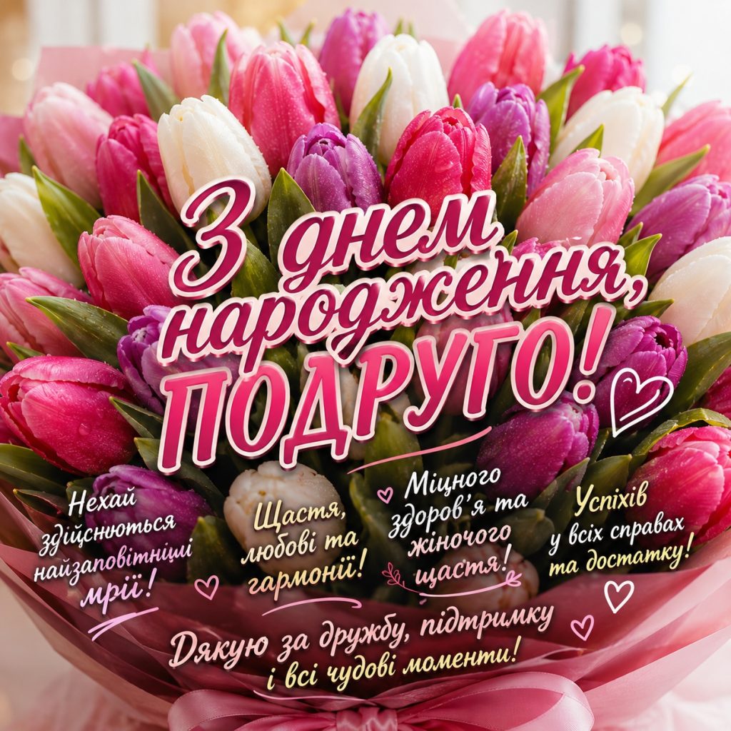 Привітання з днем народження подрузі своїми словами - щирі, душевні та по-справжньому особливі та картинки