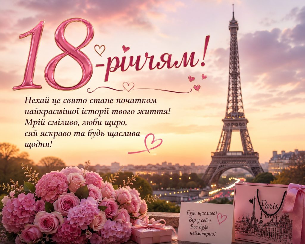 Привітання з 18 річчям дівчині своїми словами – красиві, зворушливі, прикольні привітання, картинки та листівки