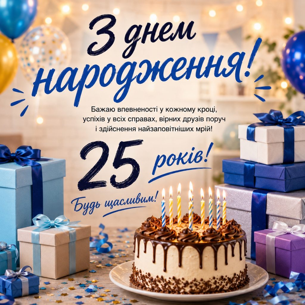 Привітання з 25 річчям хлопцю. Щирі побажання своїми словами