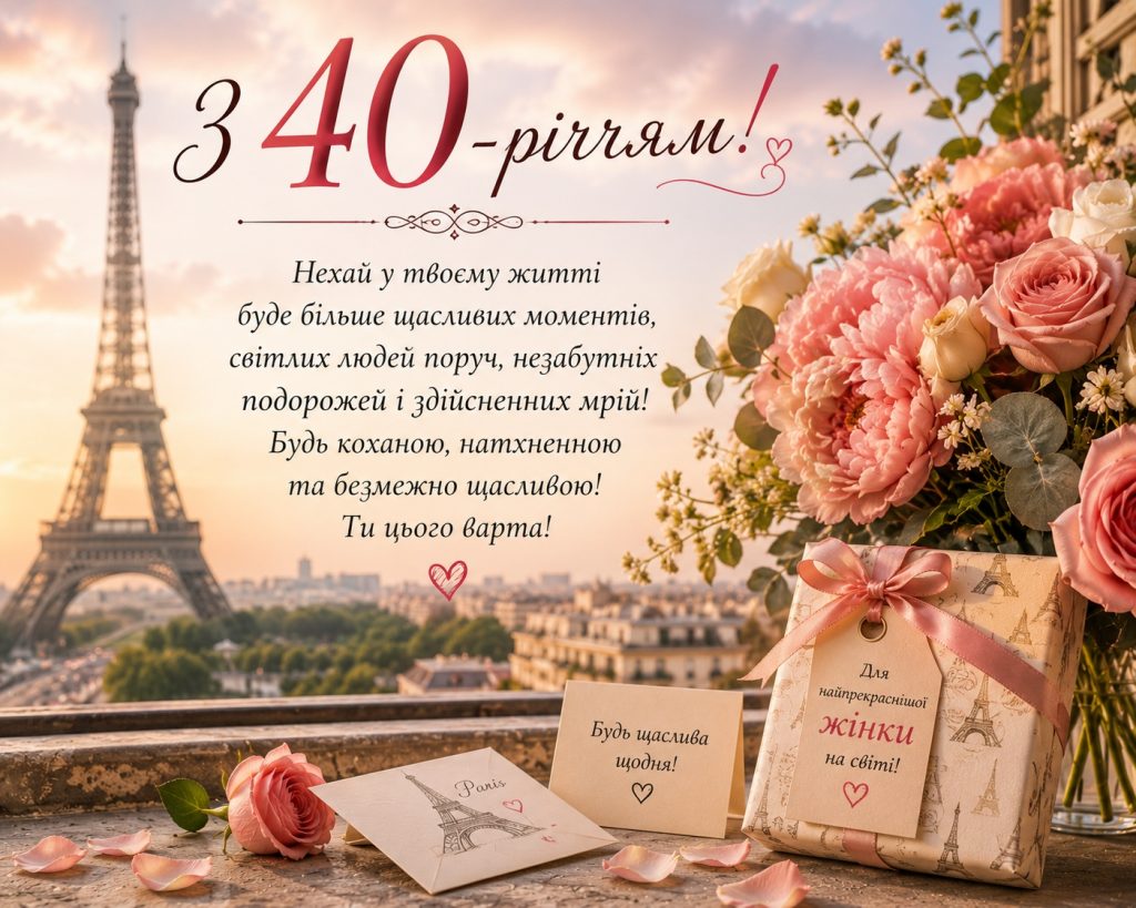 Прикольні привітання з 40 річчям жінці своїми словами, смішні картинки та красиві листівки