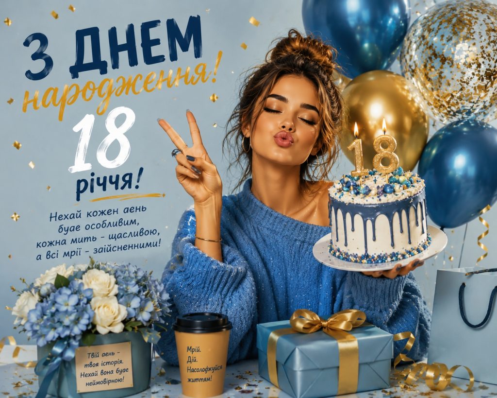Привітання з 18 річчям дівчині своїми словами – красиві, зворушливі, прикольні привітання, картинки та листівки