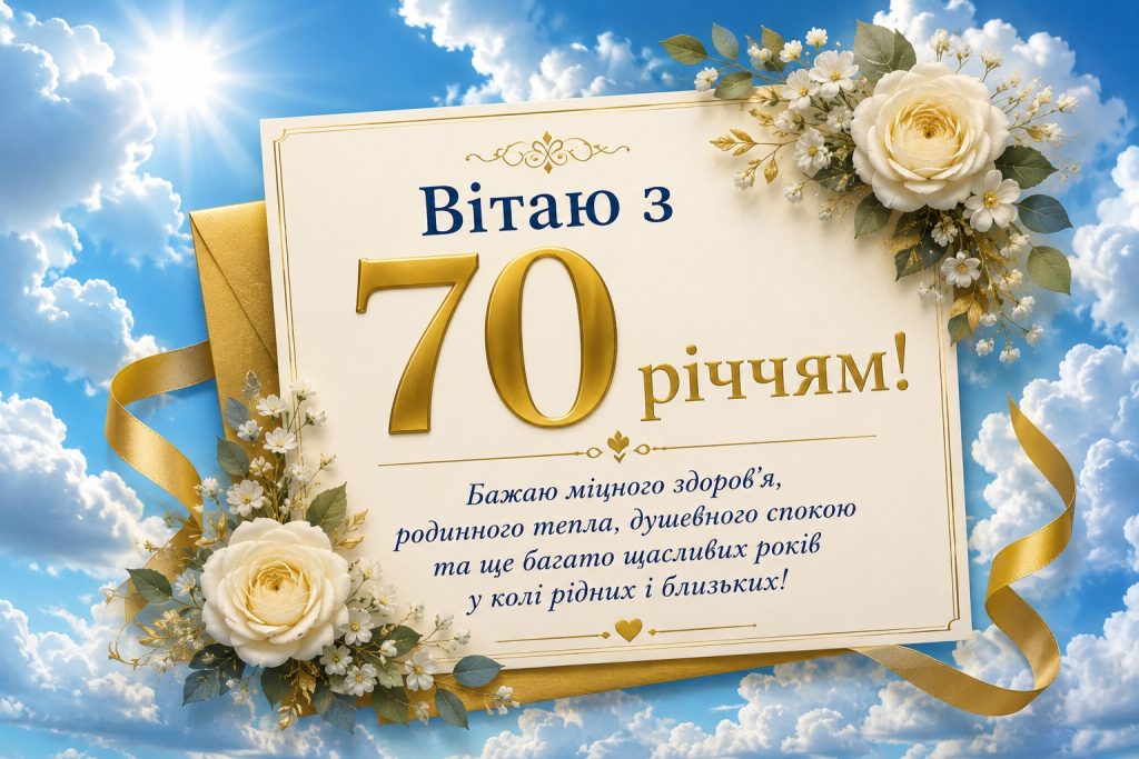 Привітання з 70 річчям своїми словами: щирі та зворушливі побажання ювіляру та картинки