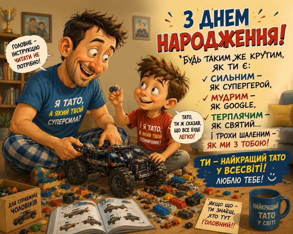 Привітання для тата з днем народження — щирі слова для найдорожчої людини та картинки