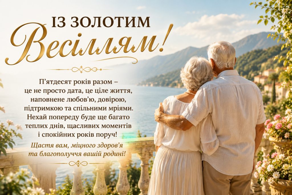 Привітання з золотим весіллям — щирі слова на 50 років разом і красиві листівки